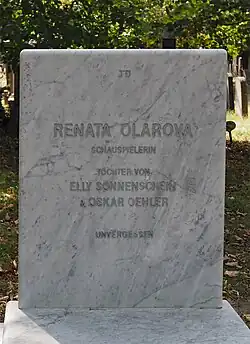 Náhrobek Renaty Olárové na Centrálním hřbitově ve Vídni, 2018