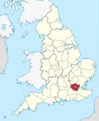 Umístění Velkého Londýna v rámci Anglie