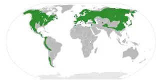 Mapa světového rozšíření rodu