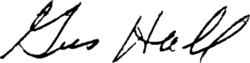 Gus Hall – podpis