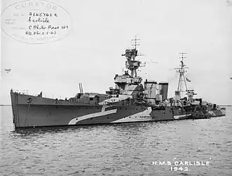 HMS Carlisle po přestavbě na protiletadlový křižník