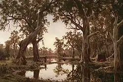 H. J. Johnstone, Večerní stíny, rameno řeky Murray, Jižní Austrálie, 1880