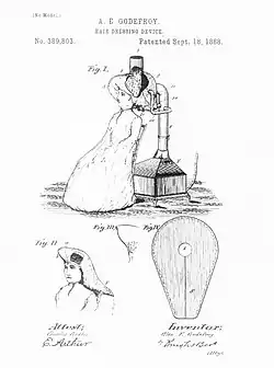Patent A. F. Godefroye - zařízení pro mytí a sušení vlasů (1888)