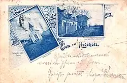 Kaple a hostinec v Hajništi na pohlednici, vydané kolem roku 1900 v Teplicích