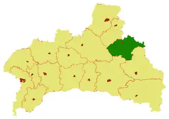 Hancavický rajón (zeleně) na mapě Brestské oblasti