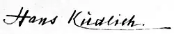 Hans Kudlich, podpis