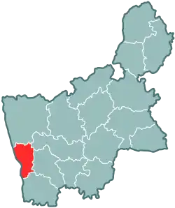 Běrastavický rajón na mapě Hrodenské oblasti