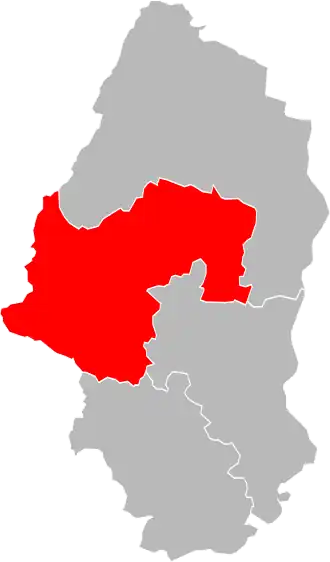 Arrondissement Thann-Guebwiller na mapě departementu Haut-Rhin