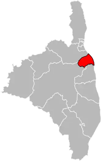 Kanton na mapě departementu Haute-Corse