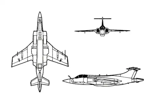 Třípohledový náčrtek letounu Blackburn Buccaneer