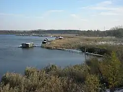 Pohled na hladinu rybníka