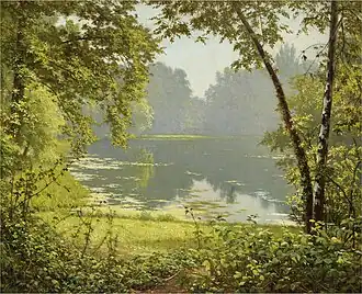 Klid, olej na plátně, 61 x 74 cm, Podepsáno a věnováno „mým drahým dětem Lisonovi a Marcelle Maitre, Henri Biva"