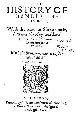 Titulní strana hry z vydání z roku 1598