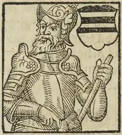 Heralt (Kuna) z Kunštátu a Lysic (kresba B. Paprockého, Zrcadlo slavného Markrabství moravského, 1593)