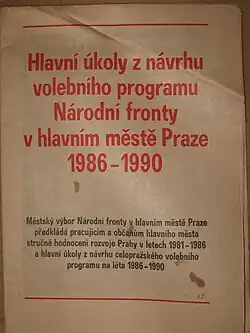 Hlavní úkoly z návrhu volebního programu Národní fronty v hlavním městě Praze 1986–1990