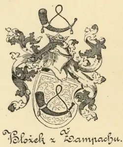 Erb Hložků ze Žampachu (reprodukce V. Krále z Dobré Vody, 1883)