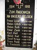 Pamětní deska padlým v první světové válce[4]
