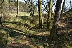 Příkop a centrální pahorek