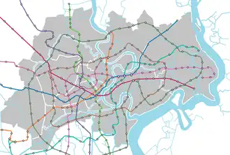 Plán stávajících a budovaných linek