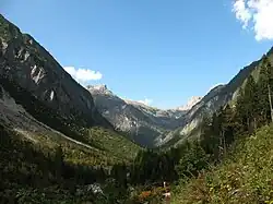 Údolí Höhenbach mezi chatami Kemptnerhütte a Memmingerhütte
