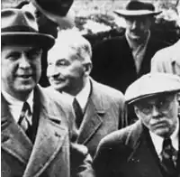 Setkání Montpelerinské společnosti v roce 1947 (vlevo Trygve J. B. Hoff, uprostřed Ludwig von Mises)[1]