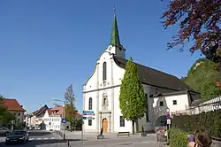 Centrum Hohenemsu s farním kostelem Sv. Karla Boromejského