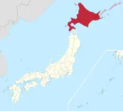 Prefektura Hokkaidó na mapě Japonska