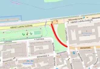 Ulice zvýrazněná na mapě