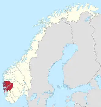 Hordaland na mapě Norska