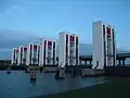 část hráze v blízkosti města Lelystad (propojení jezer Maakermeer a IJsselmeer)