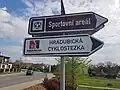 Orientační značka Hradubické cyklostezky ve Vysoké nad Labem