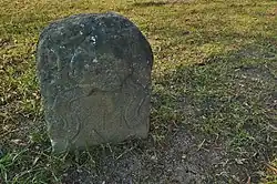 Hraniční kámen vedle kostela, Olšany, okres Prostějov.jpg