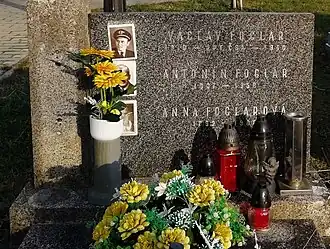 The grave of the Czechoslovak RAF pilot Václav Foglar and his parents in Machov