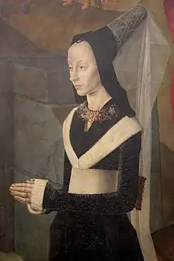 Detail z obrazu Huga van der Goese z roku 1475 Portinarův triptych, Uffizi, Florencie.