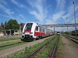 Motorová jednotka řady 861 ve stanici Humenné