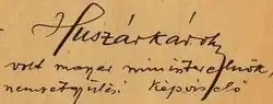 Károly Huszár – podpis
