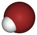 Molekula bromovodíku v kuličkovém modelu