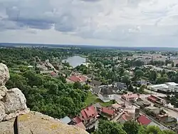 Panorama města Iłża z věže hradu nad městem