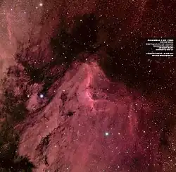 Amatérský snímek mlhoviny Pelikán. Autor: Francesco di Biase.