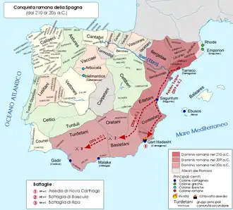 Mapa Scipionova iberského tažení
