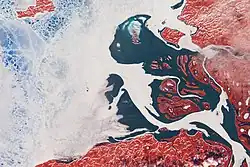 Delta řeky Pjasina, satelitní snímek