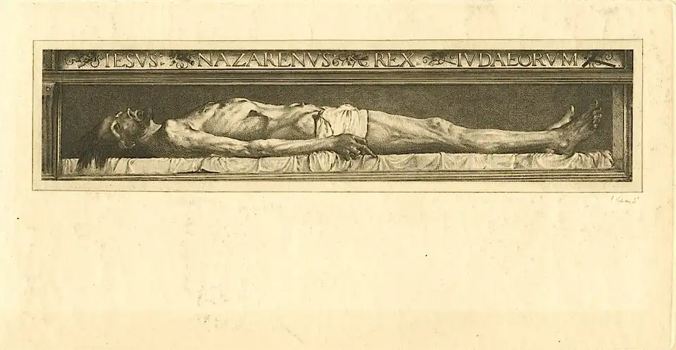 Henry Augustin Valentin podle Hanse Holbeina mladšího, Iesvs Nazarenevs Rex Ivdaeorvm, 19. století, lept, Oddělení obrazových sbírek, Knihovna Národní galerie umění, Washington, DC Archivováno 24. 3. 2014 na Wayback Machine.