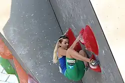 Jevhenija Kazbekova na SP 2017 v boulderingu v Mnichově