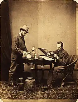 Dvojitý autoportrét Ignáce Šechtla, fotomontáž kolem roku 1870