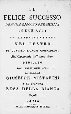 Šťastná příhoda, titulní strana libreta