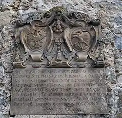 Erb Štěpána I. a jeho manželky Kataríny Pálffyové na hradě Trenčín