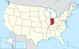 Indiana na mapě USA