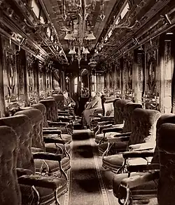 Interieur d un wagon de premiere classe sur la ligne du Grand Tronc, Louis-Prudent Vallee, Quebec, 1880