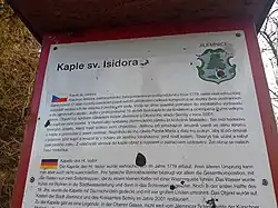 Informační panel před kaplí 2025