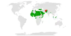 Členské státy. Tmavě zelenou jsou zakládající členové. Světle zelenou jsou členové, kteří přistoupili později. Červeně jsou bývalí členové.